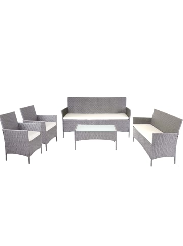 3-2-1-1 Garten-Garnitur Hamar, Grau, Kissen creme