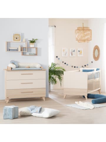 Babyzimmer Set Sidney 2-tlg. Beige/Eiche mit Bett & Wickelkommode