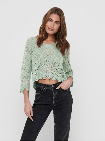 Cropped 3/4 Arm Strick Pullover Spitzen Struktur JDYNEW in Mint