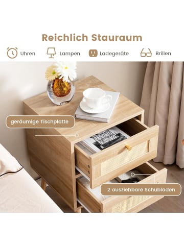 Nachttisch mit 2 Schubladen in Beige