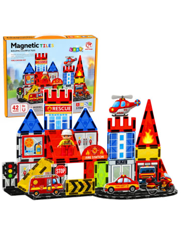 Lean Toys Magnetische Bausteine Feuerwehrhaus 42-teilig