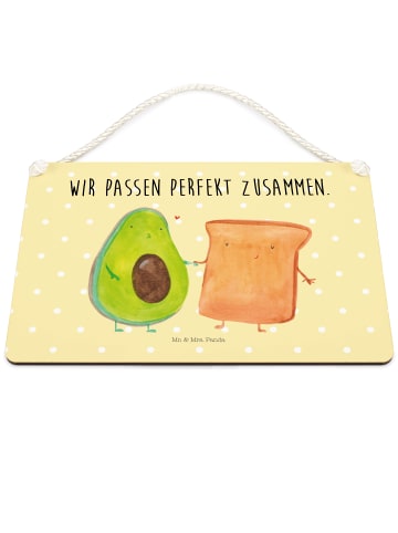 Wandbild Holz Avocado Toast mit Spruch in Gelb Pastell