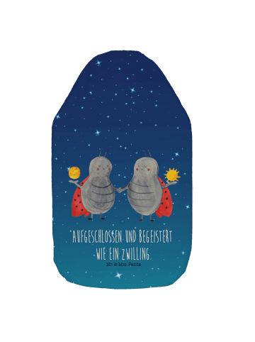 Wärmflasche Sternzeichen Zwilling mit Spruch in Sternenhimmel Blau