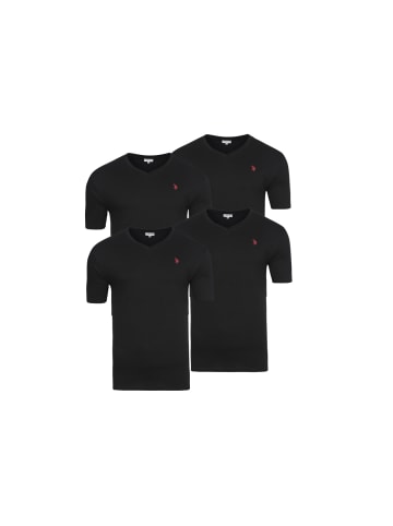 U.S. Polo Assn. 4er Pack Herren-T-Shirt mit V-Hals-Ausschnitt in Schwarz