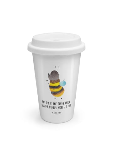 Thermobecher Hummel flauschig mit Spruch in Weiß