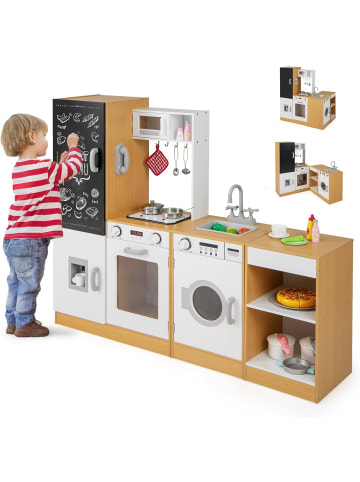 3 in 1 Kinderküche, Spielküche mit Licht & Sound in Braun