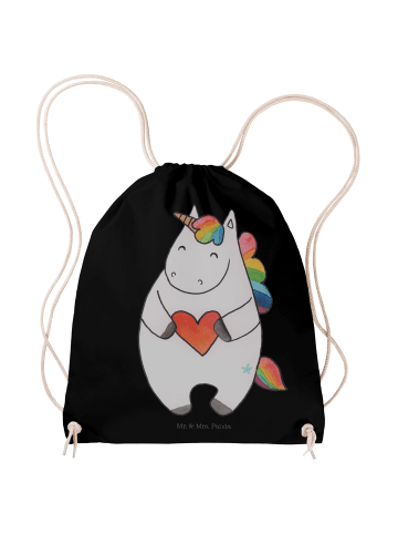 Drawstring Bag Einhorn Herz ohne Spruch in Schwarz