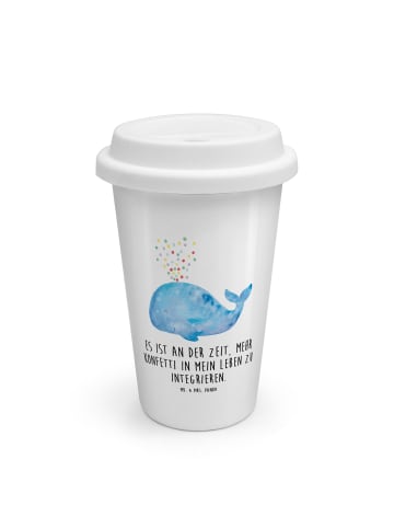 Thermobecher Wal Konfetti mit Spruch in Weiß