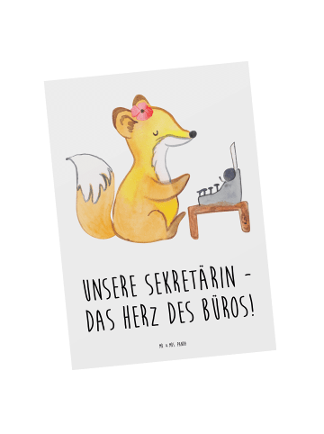 Postkarte Sekretärin Herz mit Spruch in Weiß