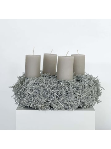 Silberglanz Adventskranz aus Spargelkraut in Silber - (Ø) 20 cm