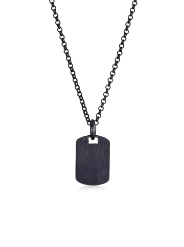 Halskette 925 Sterling Silber Dog Tag in Schwarz