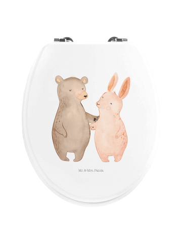WC Deckel Bär und Hase Umarmen ohne Spruch in Weiß