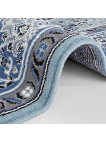 Orientalischer Kurzflor Teppich Skazar Isfahan in Himmelblau