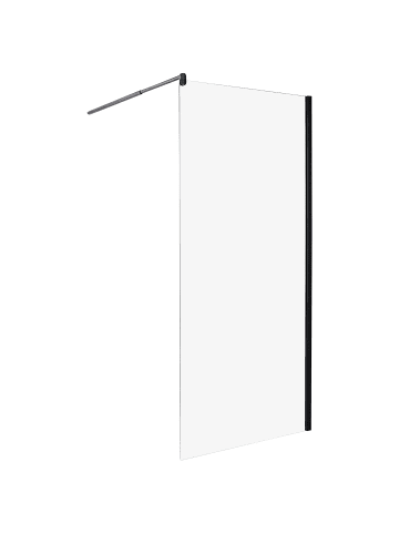 Duschwand AHAUS in Transparent/Schwarz - (W) 90 x (H) 190 x (L) 90 cm