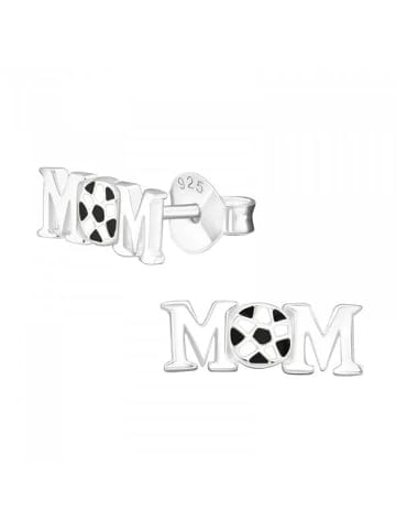 Ohrringe, Ohrstecker FUßBALL MOM in 925 Sterling Silber, 2-tlg.