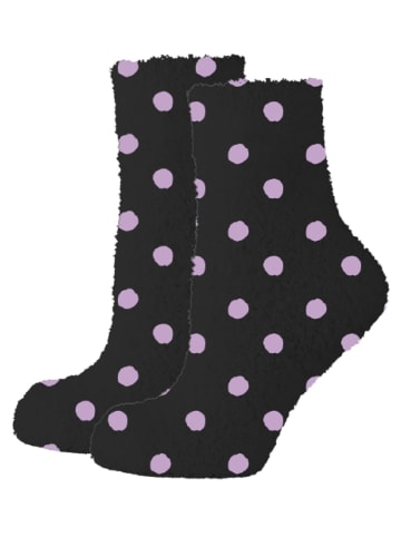 2er Pack Pummel und Friends Kuschelsocken Zebrasus warme  Winter in lila/schwarz