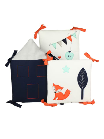 6tlg.-Set: Nestchen "FUCHS & Co." in Grau/Orange - (L) 30 x (B) 30cm
