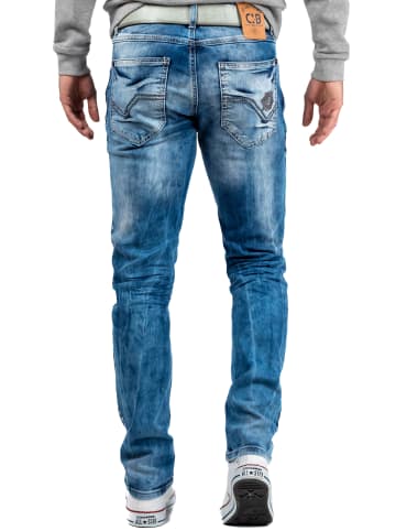 Herren Straight Fit Jeans Stonewashed in Blue