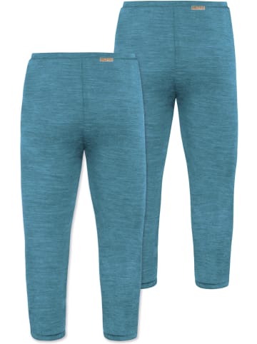 2er Pack Baby Merino Hose mit Füßen in Blau