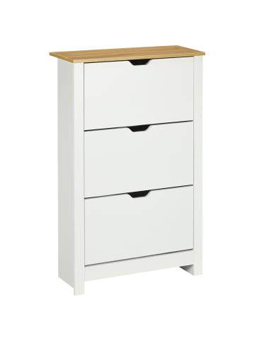 Schuhschrank in Weiß & Naturholz 72L x 26B x 112H cm