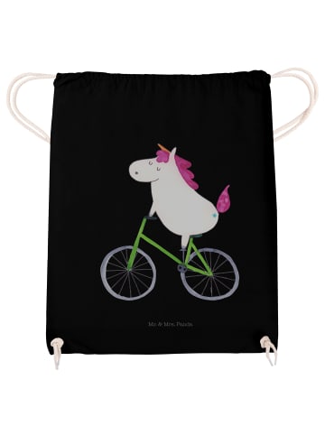 Jutebeutel Einhorn Radfahrer ohne Spruch in Schwarz