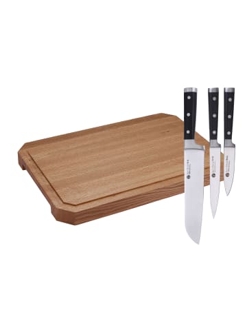 IZUMI ICHIAGO großes Schneidebrett 65x42.5x5cm Eichenholz + 3 tlg. Santoku-Set
