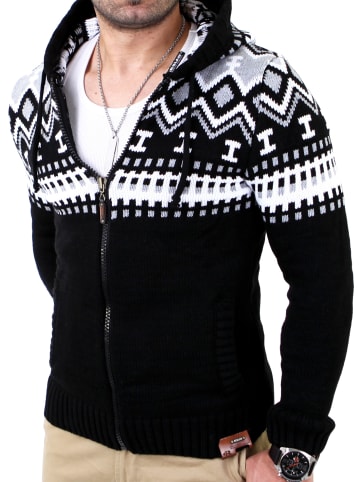 Strickjacke Norweger in schwarz-weiß