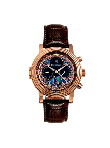 Legacy-Armbanduhr mit Lederarmband in Rose Gold/Brown