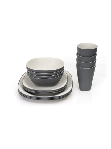 Platinet 16 Teilig Leichtes Besteckset für Wohnmobil Picknick Camping in Grau