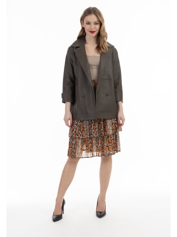 Damen Blazerjacke Aus Leder in Taupe