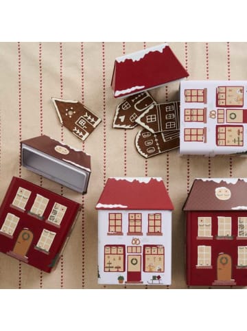 Keksdose WEIHNACHTSHAUS Hausdose Rot mit braunem Dach  25x10x9 cm