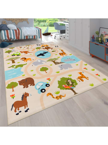Kinderteppich waschmaschinenwaschbar Safari‑Straßen in Mehrfarbig