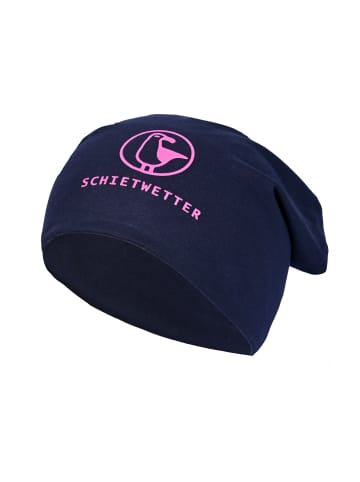 Beanie mit Print Möwe in navy/neon magenta