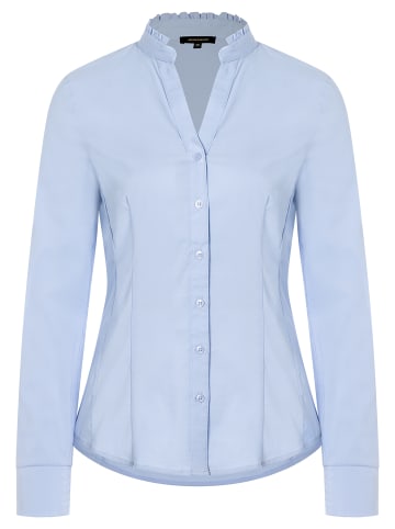 Stretchbluse, Rüschenkragen in hellblau