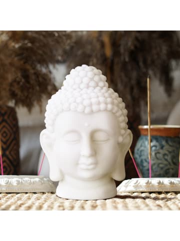 Buddha Kopf in Weiß