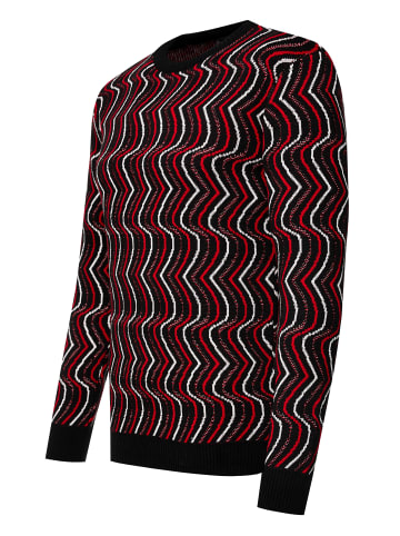 80er-Design Feinstrick Rundhals-Pullover in Schwarz
