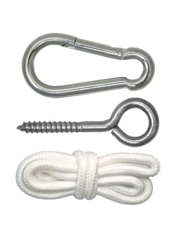 Hängestuhl Befestigung Karabiner mit Seil weiss