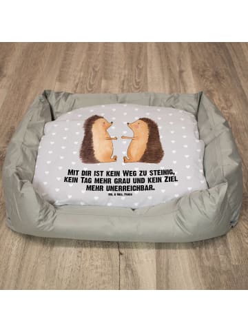 Hundekörbchen Igel Liebe mit Spruch in Grau Pastell