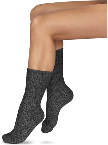 2 Paar Norwegersocken aus Schafwolle in Anthrazitmelange