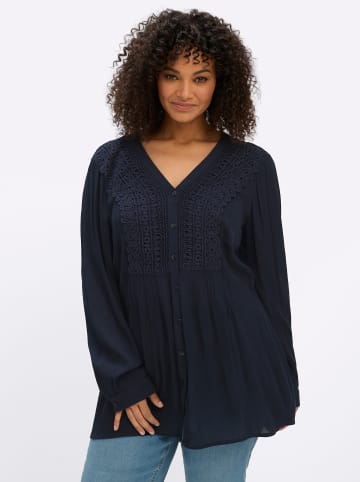 Langarm-Bluse in tiefblau