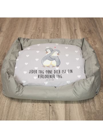 Katzensofa Pinguine Kuscheln mit Spruch in Grau Pastell
