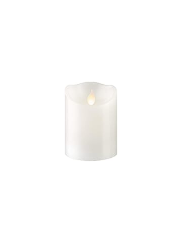 LED Stumpenkerze ,M-Twinkle' aus Echtwachs, Batterie und Timer, weiß,