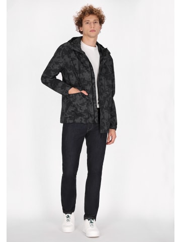 Herren Anorak in Dunkelgrau Schwarz Camouflage