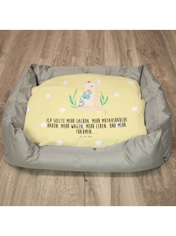 Katzenbett Katze Blumen mit Spruch in Gelb Pastell