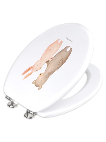 WC Deckel Bär und Hase Umarmen ohne Spruch in Weiß