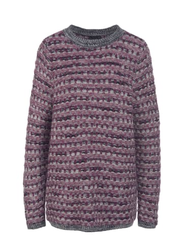 Trageangenehmer Pullover in Strukturmix in schwarz / lila / stein / geringelt