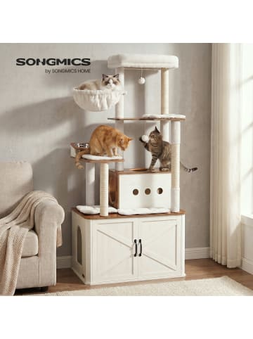 Katzenbaum Hains in Braun-Weiß - (B)49 x (H)170 x (T)80 cm