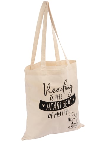 The Peanuts Snoopy Stoffbeutel - Reading is the heartbeat of my life in beige
