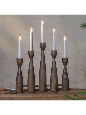 Kerzenleuchter ,Midja, LED, 5-armig, Holz in Wallnuss-Optik