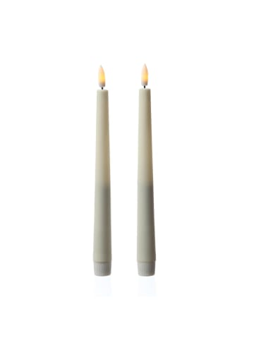 2x LED Stabkerzen Outdoor Tafelkerzen Timer H: 25,5cm weiß